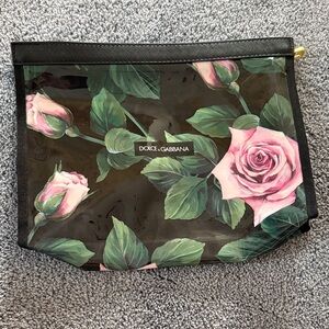 Dolce & Gabbana Black and Pink Floral Cosmetic Bag